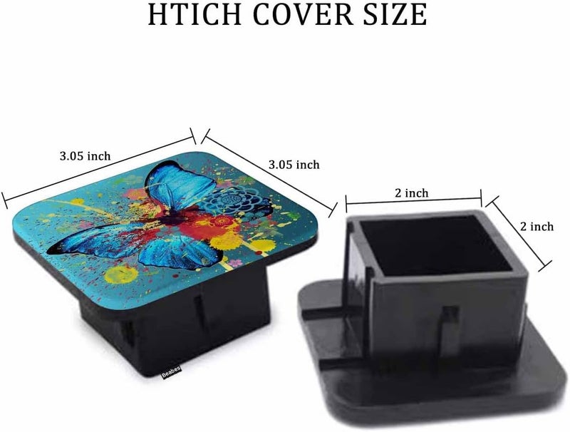Beabes Butterfly Receiver Hitch Tube Cover Abstract Rainbow Butterfly Floral Car Rear Trailer Hitch Covers, Anti-Loss Rubber Hitch Cover Plug Caps Fits 2 Inch Auto Truck Receivers - Image 2